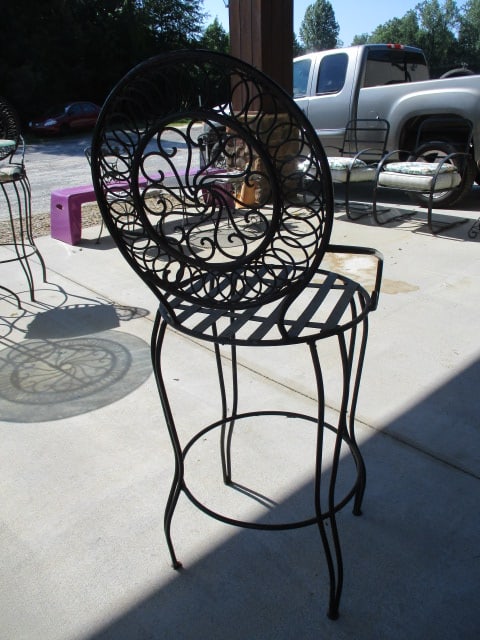 3 Piece Wrought Iron Glass Top Tall Patio Set - 6