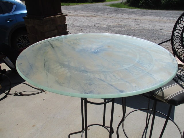 3 Piece Wrought Iron Glass Top Tall Patio Set - 8