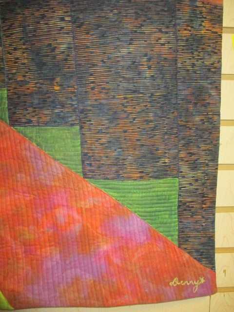 Handmade Vibrant Dyed Quilted Wall Hanging - Signed "Denny" - 3