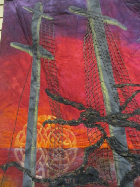 Handmade Vibrant Dyed and Textured Quilted Wall Hanging - Signed "Denny" - 2