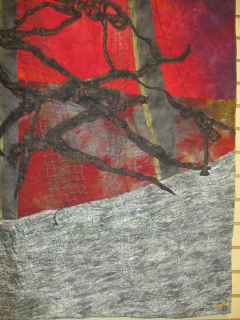 Handmade Vibrant Dyed and Textured Quilted Wall Hanging - Signed "Denny" - 3