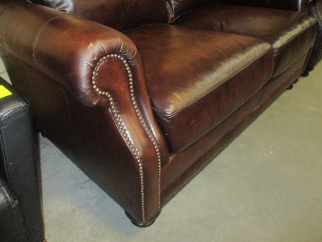 Haverty's Brown Leather Loveseat - 2