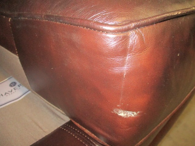 Haverty's Brown Leather Loveseat - 3