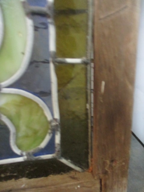Vintage Stained Glass Panel with Wood Frame - 4