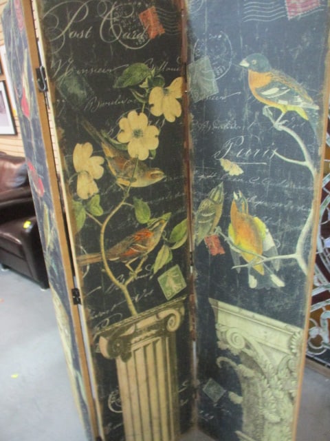 Decorative Painted Burlap Privacy Screen: (3) 18" x 73" panel, Local Pickup Only