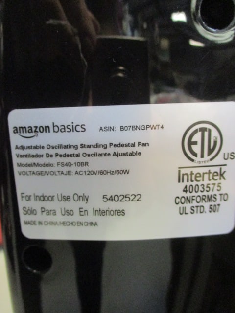 Amazon Basics Adjustable Oscillating Standing Pedestal Fan - 5