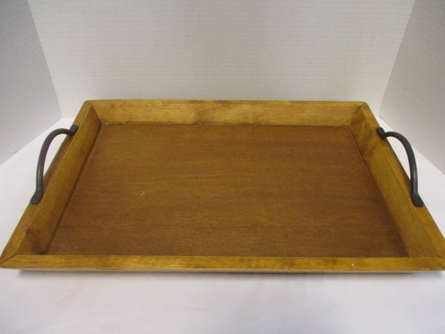 Wood Tray with Metal Handles - Made in Thailand: 20 1/4" x 14 1/4"