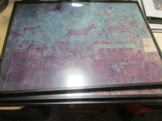 Set of 3 Framed Cave Painting Style Abstract Artwork (1 of 6)