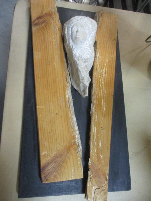 Original Stone and Wood 3-D Artwork - Signed: 23" x 12", see pictures and preview for signature