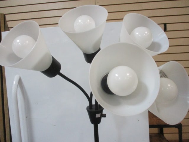 Contemporary Brown Metal Gooseneck 5-Light Floor Lamp - 2