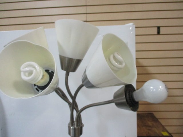 Contemporary Chrome Gooseneck 5-Light Floor Lamp - 2