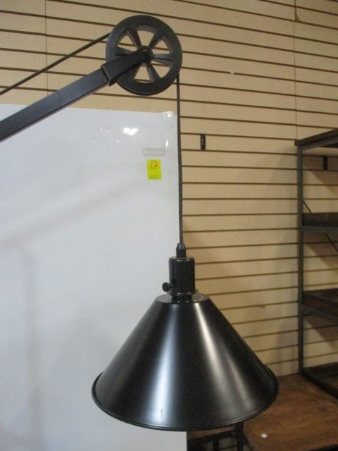 Industrial Black Metal Pulley Floor Lamp - 2