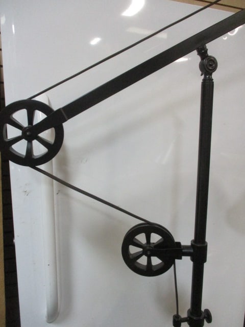 Industrial Black Metal Pulley Floor Lamp - 3
