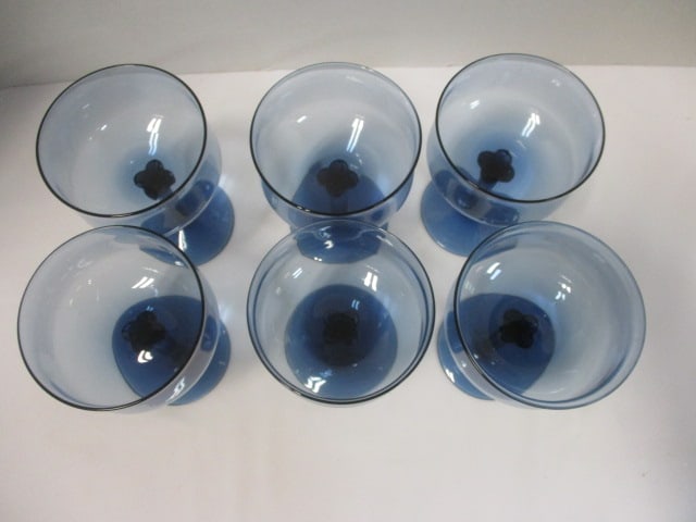 Set of 6 Lenox Blue Mist Crystal Champagne Coupe Glasses - 2