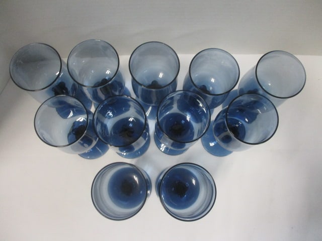 Set of 11 Lenox Blue Mist Crystal Stem Glasses - 2