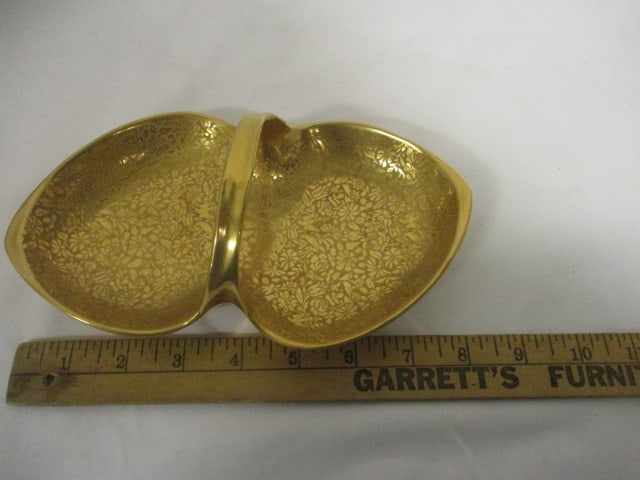 Vintage Wheeler Gold China Handled Candy Dish - 4