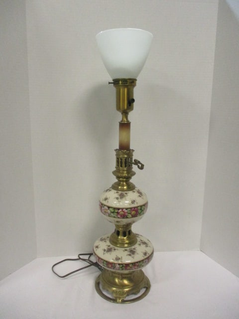 Mid Century Modern Rembrandt Porcelain and Brass Table Lamp (1 of 9)