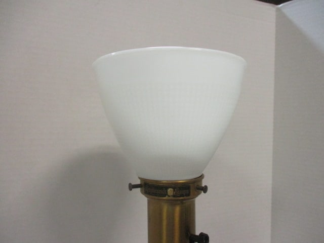 Mid Century Modern Rembrandt Porcelain and Brass Table Lamp - 2