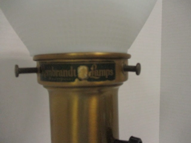 Mid Century Modern Rembrandt Porcelain and Brass Table Lamp - 3