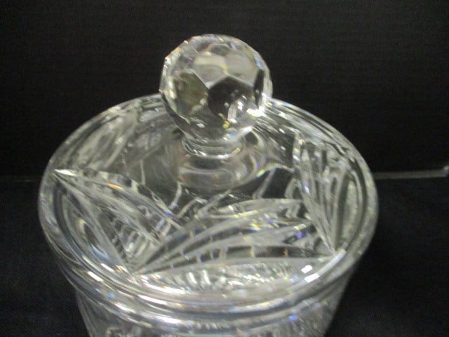 Vintage Cut Glass Crystal Biscuit Jar - 2