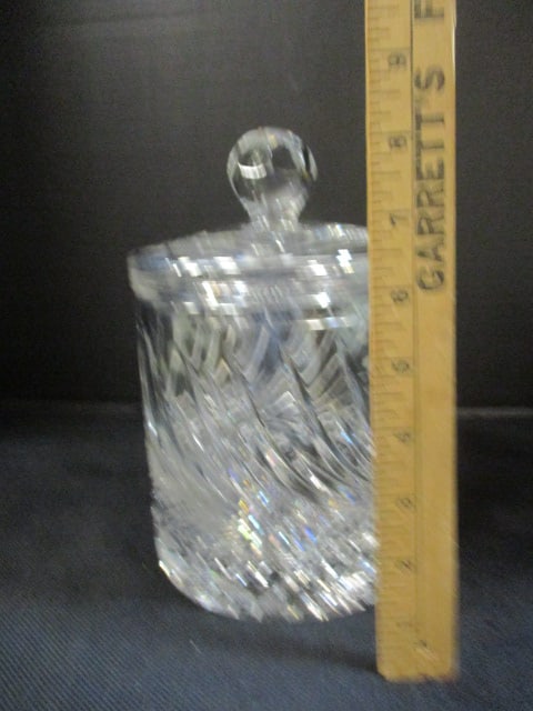 Vintage Cut Glass Crystal Biscuit Jar - 8