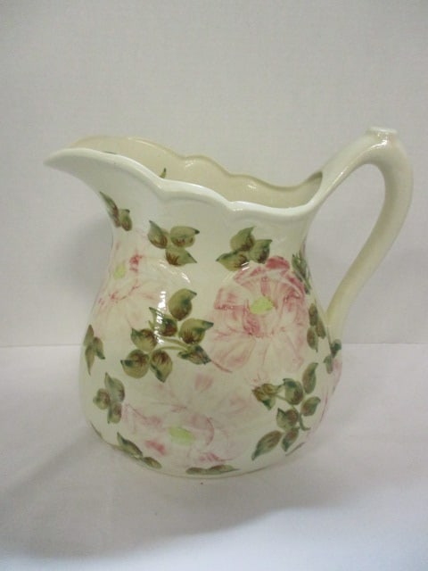 Vintage Cash Family Pottery "Pink Moss Roses" Rokel Pitcher: 11 1/2"