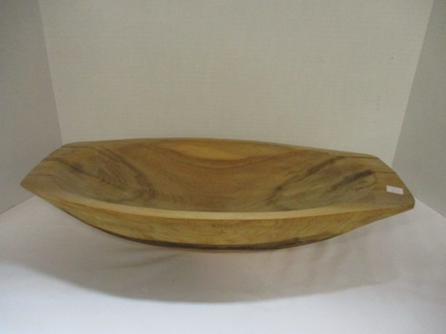 Rustic Handmade Dough Bowl - Signed and Dated: 20" x 10 1/4", please see pictures and preview for signature