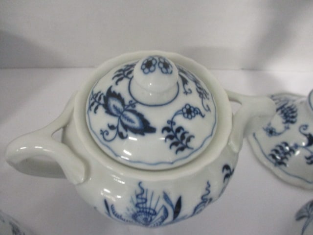 Grouping of Vintage Blue Danube "Blue Onion" Cups, Sugar Container, - 6
