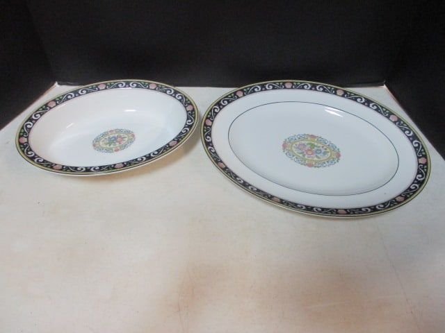 Vintage Wedgwood "Runnymeade" Serving Bowl and Platter: 11" x 2" and 14"