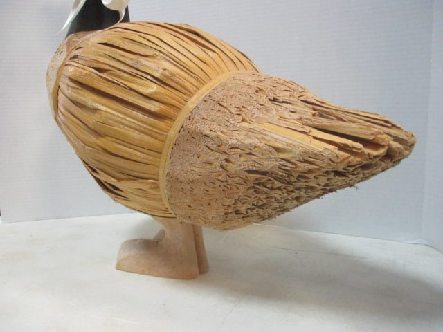 2 Folk Art Carved Wood, Cork, and Straw Decorative Duck Decoys - 5