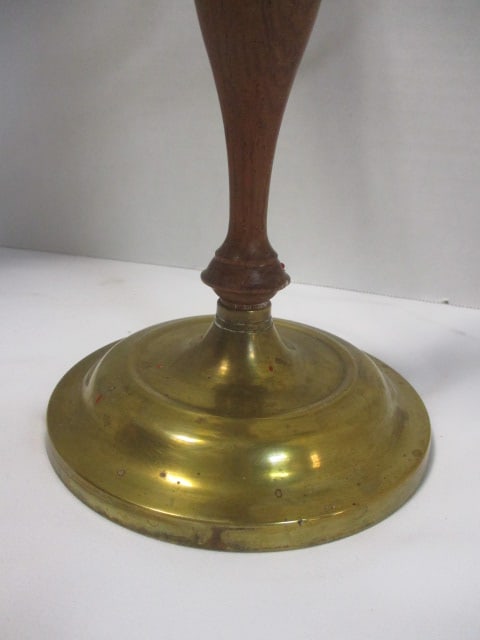 Vintage Brass and Wood 5-Holder Candelabra - 3
