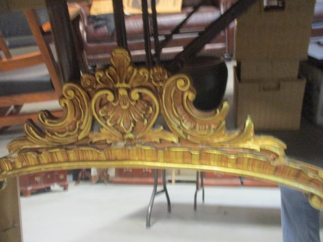 Vintage Gilded Curved Gold Wood Wall Mirror - 2