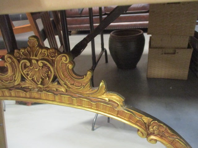 Vintage Gilded Curved Gold Wood Wall Mirror - 3