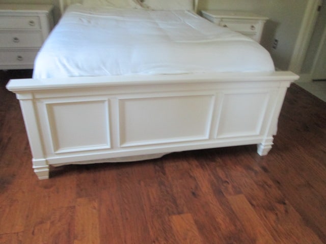 Like New Ashley White Millenium Collection Queen Size Bed with Wood Rails - 2