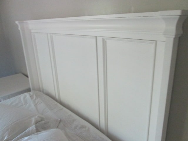 Like New Ashley White Millenium Collection Queen Size Bed with Wood Rails - 3