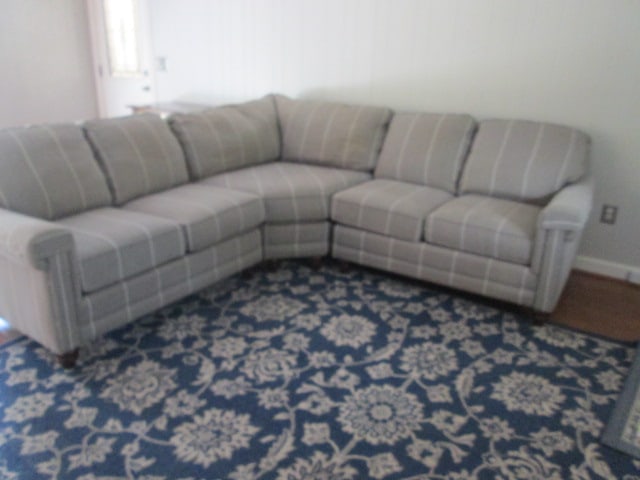 Bassett Grey with White Stripe 3 Piece Sectional Sofa (1 of 7)