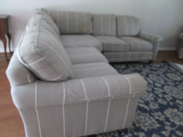 Bassett Grey with White Stripe 3 Piece Sectional Sofa - 2