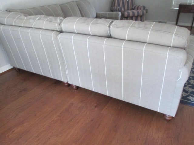 Bassett Grey with White Stripe 3 Piece Sectional Sofa - 3