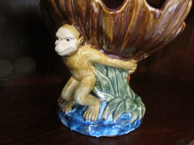 Three Hands Corp. Majolica Pottery Monkey Centerpiece - 2