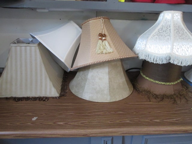 Six Elegant Medium/Large Lamp Shades: see pictures and preview for styles, Local Pickup Only