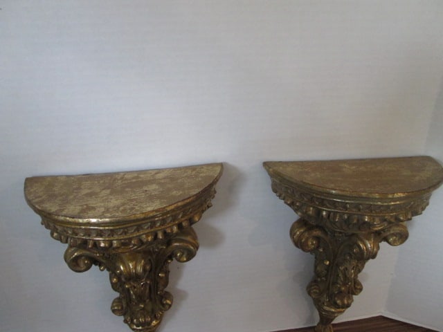 Pair of Elements Gold Gilt Display Shelves - 2