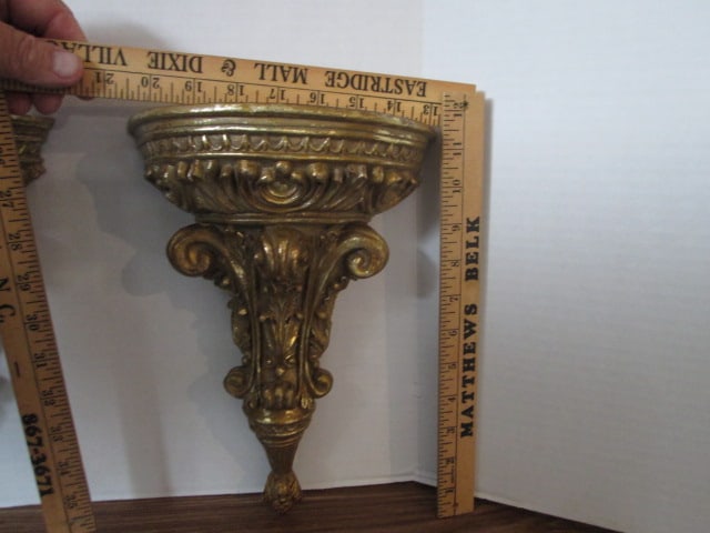 Pair of Elements Gold Gilt Display Shelves - 4