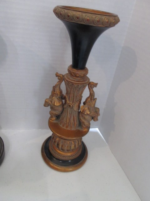 Four Pillar Candle Holders and Ceramic and Sculpted Candy Dish - 3