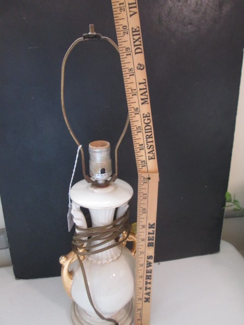 Porcelain Table Lamp with Victorian Couple Scene - 3