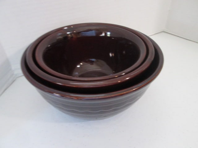 Mar-Crest Oven Proof Stoneware Daisy Dot 3 Piece Nesting Bowl Set - 5