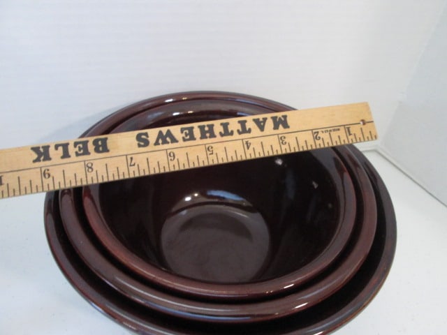 Mar-Crest Oven Proof Stoneware Daisy Dot 3 Piece Nesting Bowl Set - 6
