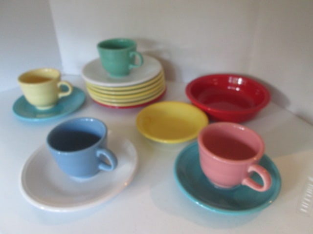 Grouping of Fiesta Ware Plates, Cups, Saucers and Bowl (1 of 5)