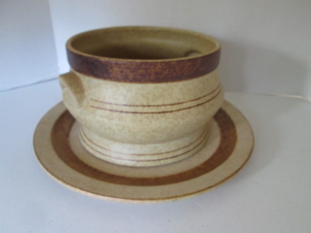 Pottery Craft Plate and Tureen: plate 12"dia, tureen 7"dia x 5"h