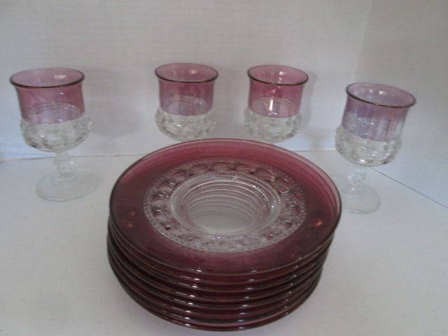 Amethyst Flash King Crown Goblets and Salad Plates (1 of 4)