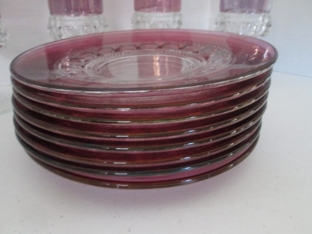 Amethyst Flash King Crown Goblets and Salad Plates - 2